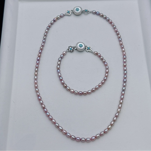 Rosee Jewelry - X782 Handmade High Quality Freshwater Baby Pearl Necklace Bracelet Set
